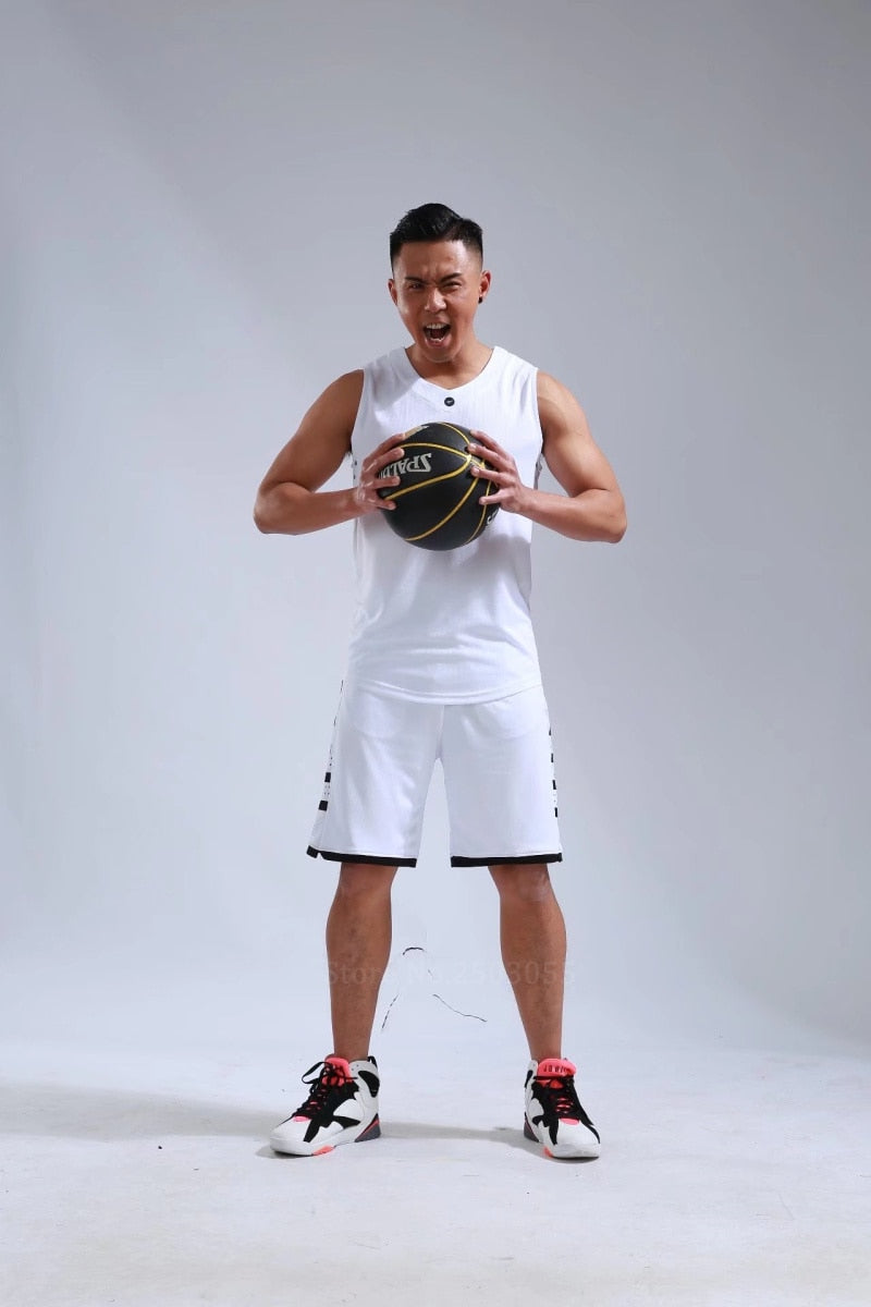 Men's Women's Basketball Jerseys Uniforms Set blank breathable dry quick basketball shirts+shorts suits Set The Clothing Company Sydney