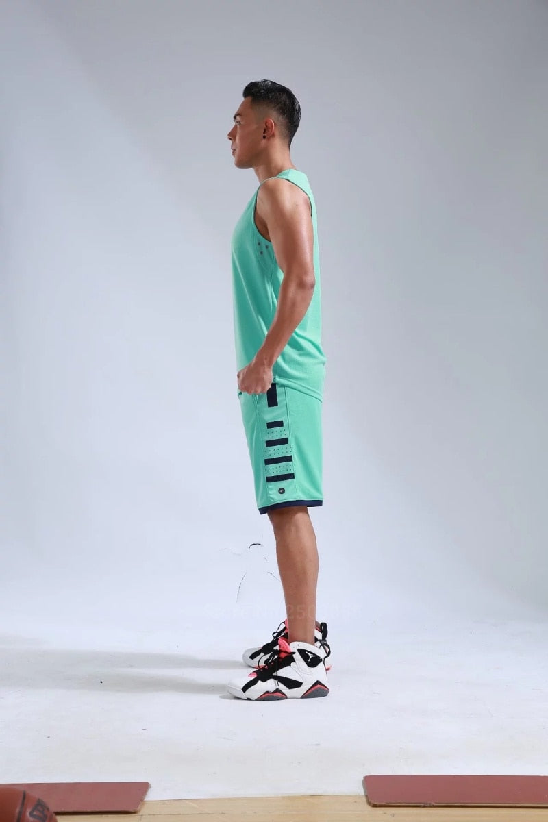 Men's Women's Basketball Jerseys Uniforms Set blank breathable dry quick basketball shirts+shorts suits Set The Clothing Company Sydney