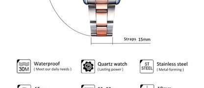 Rose Gold Japanese Quartz Watch Crystal Luxury Black Women's Watch With 6 Months Warranty The Clothing Company Sydney