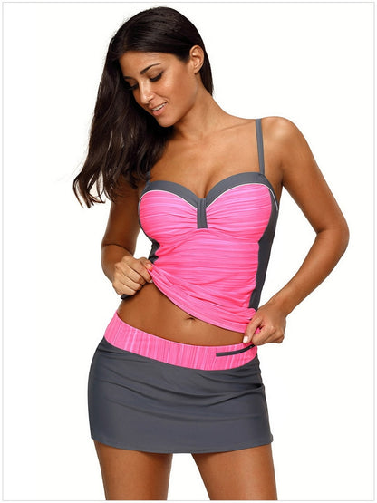 2 Piece Underwire Support Tankini Set With Skirted Pocket Bottom Swimsuit Beach Beachwear Swimwear Plus Size Swimwear The Clothing Company Sydney