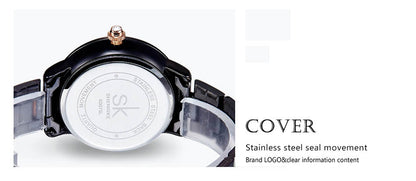 Rose Gold Japanese Quartz Watch Crystal Luxury Black Women's Watch With 6 Months Warranty The Clothing Company Sydney