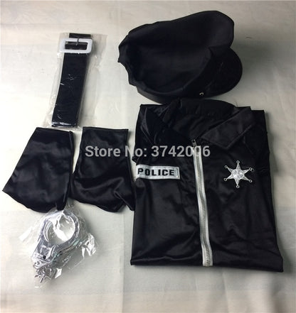 Female Cop Officer Policewomen Outfit Black Zipper Satin Police Women Cosplay Costume The Clothing Company Sydney