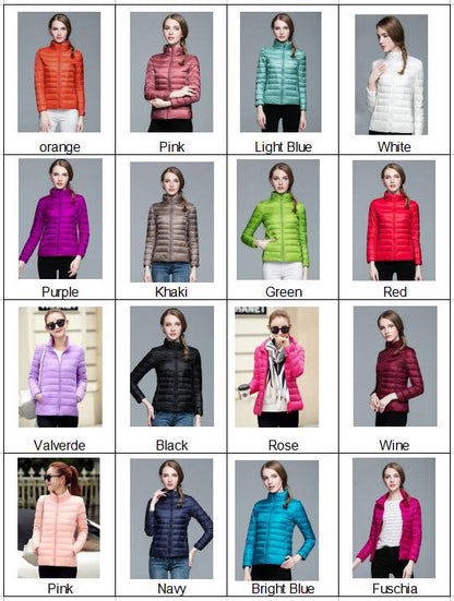 Winter Women's Stand Collar 90% White Duck Down Jacket Ultra Light Down Jackets Slim Long Sleeve Parkas Candy Color Jacket The Clothing Company Sydney