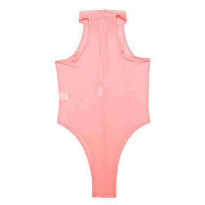 Mock Neck Zipper Swimwear One Piece Swimsuit Sexy Bathing Suits Lingerie High Cut Sleeveless Leotard Bodysuit Jumpsuit The Clothing Company Sydney