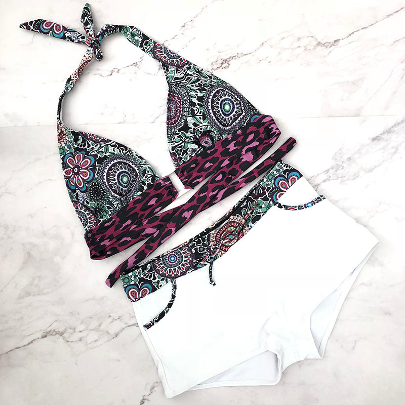 Two Piece Plus Size Tankini Swimming suits Swimwear Patchwork Bikini White boho Printed Swimsuit The Clothing Company Sydney