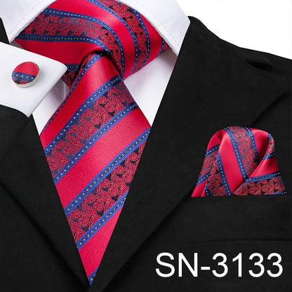 3 Piece Men's Tie Silk Necktie 8.5cm Wide New Fashion Plaid Ties Business Wedding Light Blue Necktie Hanky Cufflinks Set The Clothing Company Sydney