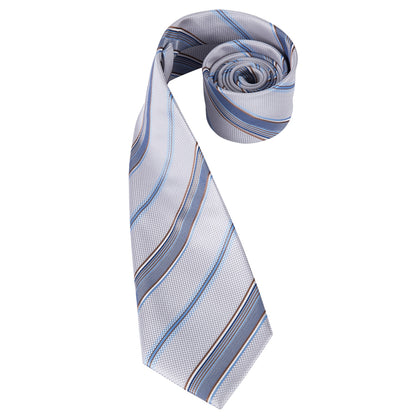 3 Piece Men's Tie Silk Necktie 8.5cm Wide New Fashion Plaid Ties Business Wedding Light Blue Necktie Hanky Cufflinks Set The Clothing Company Sydney