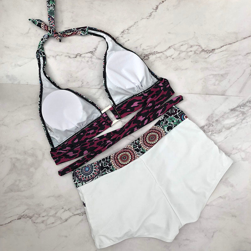Two Piece Plus Size Tankini Swimming suits Swimwear Patchwork Bikini White boho Printed Swimsuit The Clothing Company Sydney