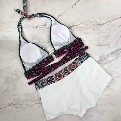 Two Piece Plus Size Tankini Swimming suits Swimwear Patchwork Bikini White boho Printed Swimsuit The Clothing Company Sydney