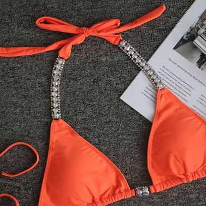 Crystal Diamond Bandeau Swimsuit Halter Swimwear Two piece Bikini Rhinestone Push up Bathing Suit Clothing Company Sydney