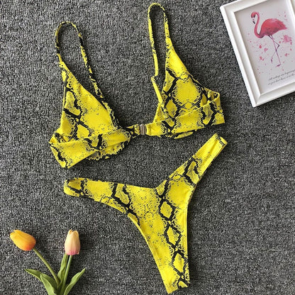 Neon V-bar Underwired Bikini Ribbed Swimsuit Women Thong Swimwear Two-pieces Bikini set Push up Bathing Suit The Clothing Company Sydney