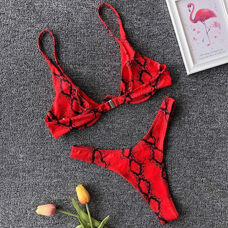 Neon V-bar Underwired Bikini Ribbed Swimsuit Women Thong Swimwear Two-pieces Bikini set Push up Bathing Suit The Clothing Company Sydney