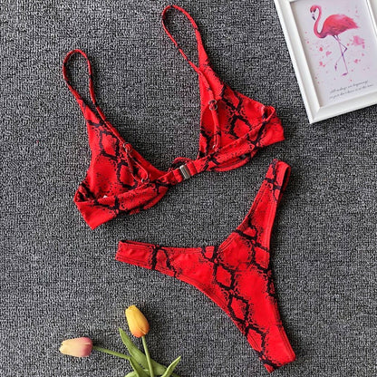 Neon V-bar Underwired Bikini Ribbed Swimsuit Women Thong Swimwear Two-pieces Bikini set Push up Bathing Suit The Clothing Company Sydney