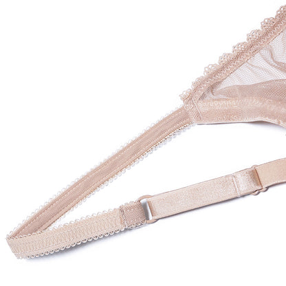 Ultra-thin cup mesh lace underwear transparent unlined 1 bra+2 panties plus size bra set for ladies The Clothing Company Sydney