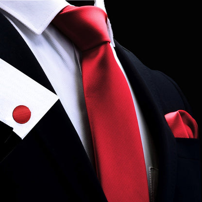 3 Piece Men's Silk Tie Set 8cm Ties Handkerchief Cufflinks Sets Red Gold Purple Necktie for Men Wedding Gift The Clothing Company Sydney