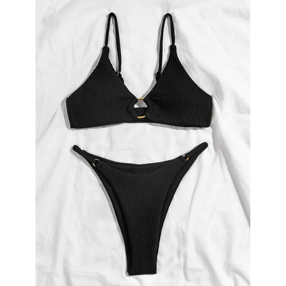 Plain Rib Swimsuit Swimwear Women Thong Bikini Set 2 Piece Beach Wear for Bathing Suit The Clothing Company Sydney