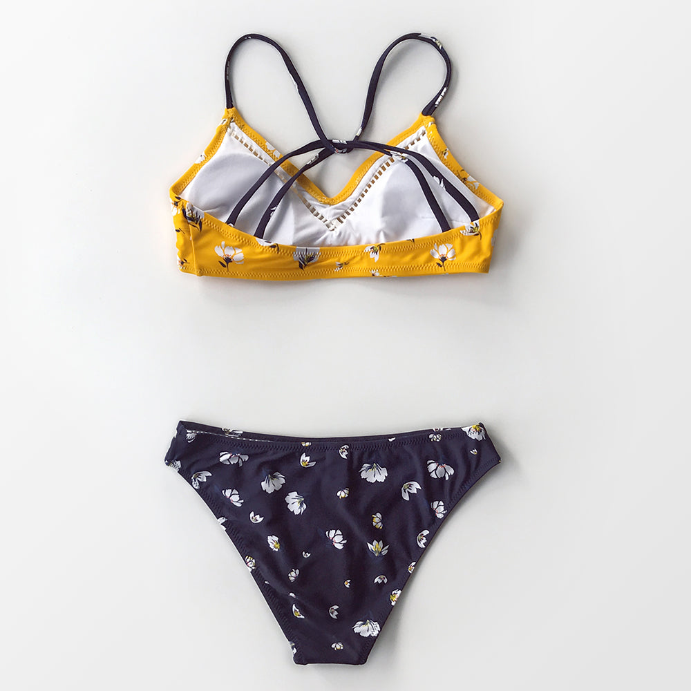 Cut out Low-waist Bikini Sets Swimwear Swimsuits Bathing Suit Navy Floral Tank Bikinis Beachwear The Clothing Company Sydney