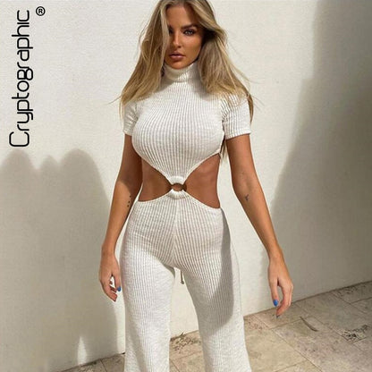Cotton Backless Cutout Bandage Jumpsuits Flare Pants Rompers Club Party One Piece Outfits Overalls The Clothing Company Sydney