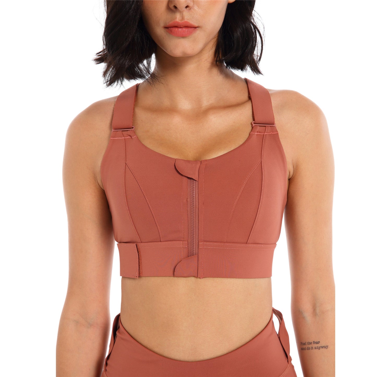 Front Zipper Sports Bra Gym Plus Size 5XL Velcro Adjustable Fitness Yoga Shockproof High Support All-in-one Bras Top The Clothing Company Sydney