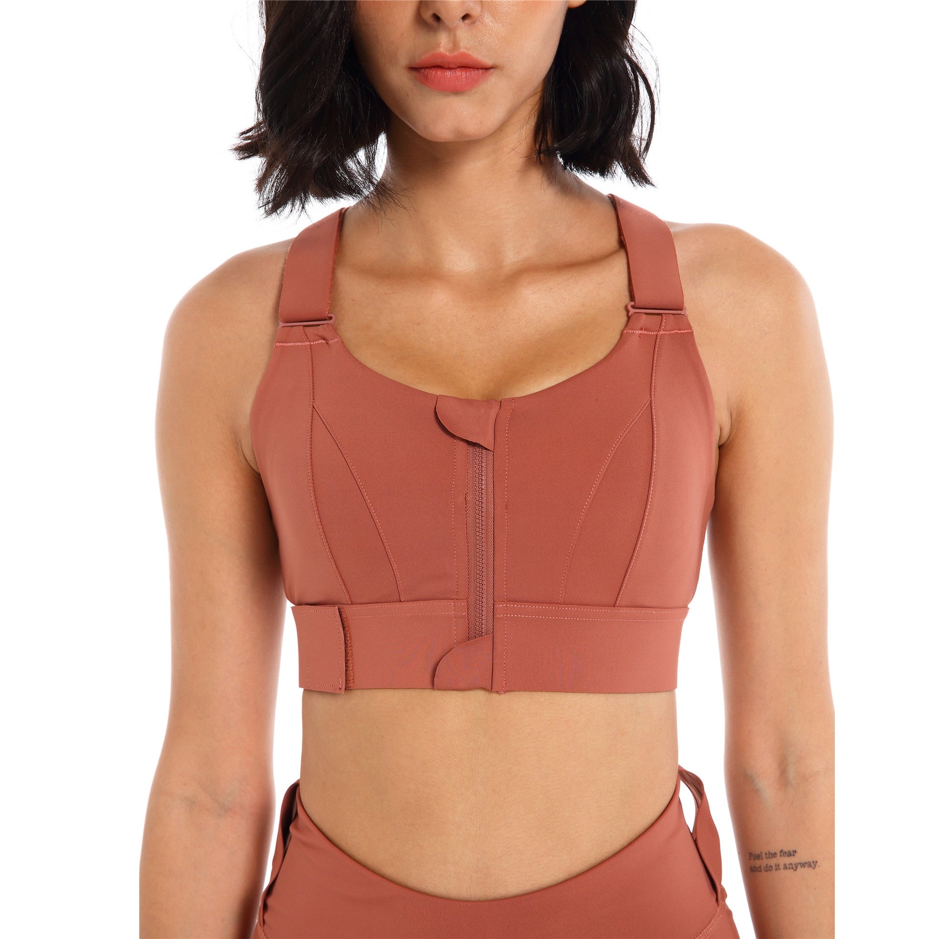 Front Zipper Sports Bra Gym Plus Size 5XL Velcro Adjustable Fitness Yoga Shockproof High Support All-in-one Bras Top The Clothing Company Sydney
