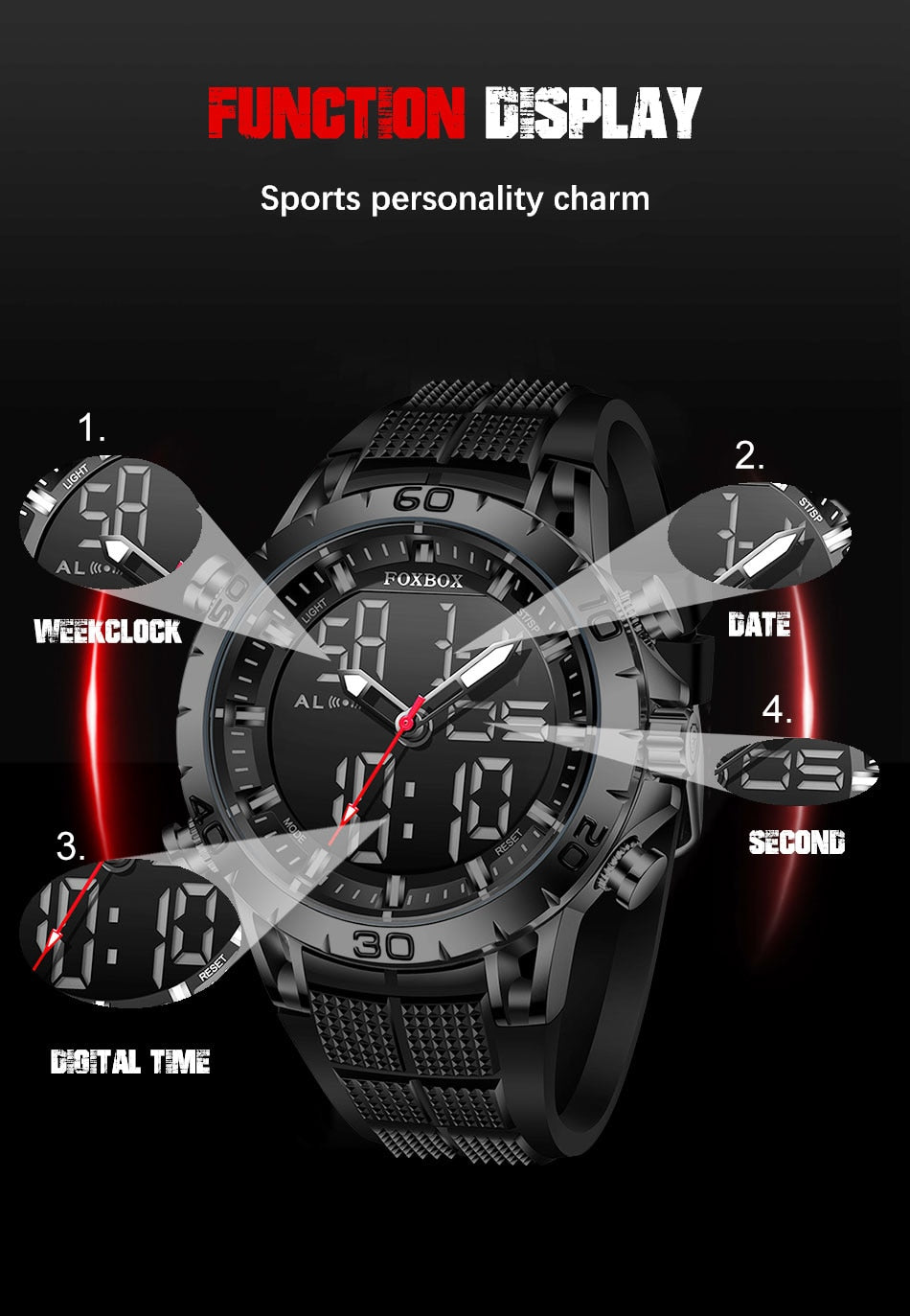 Foxbox Sport Mens Watches Top Brand Luxury Dual Display Quartz Watch For Men Military Waterproof Digital Electronic Watch The Clothing Company Sydney