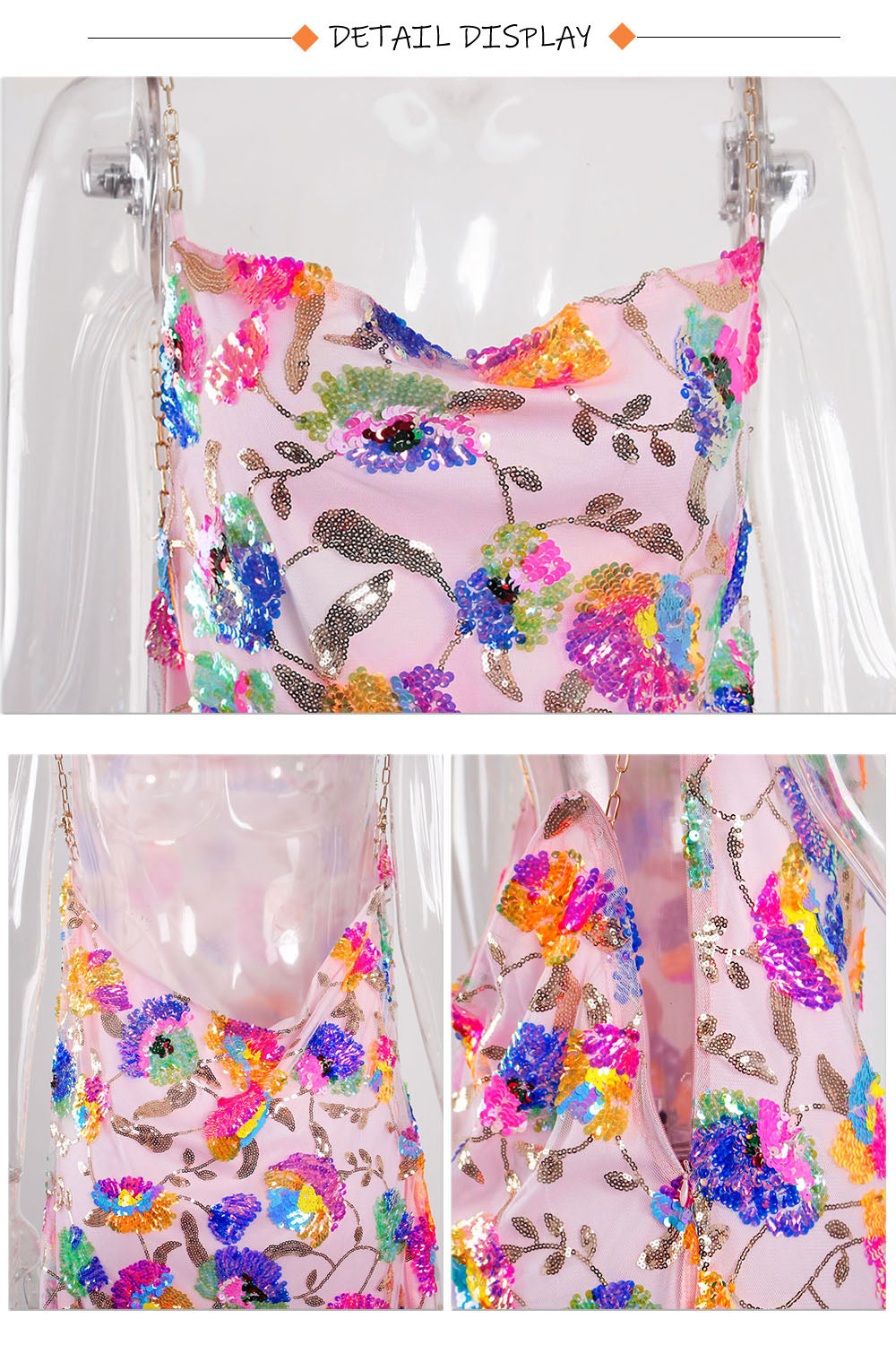 Sequin Backless Slip Mini Chain Straps Short Tulle Cocktail Summer Party Night Lush Prom Dress The Clothing Company Sydney