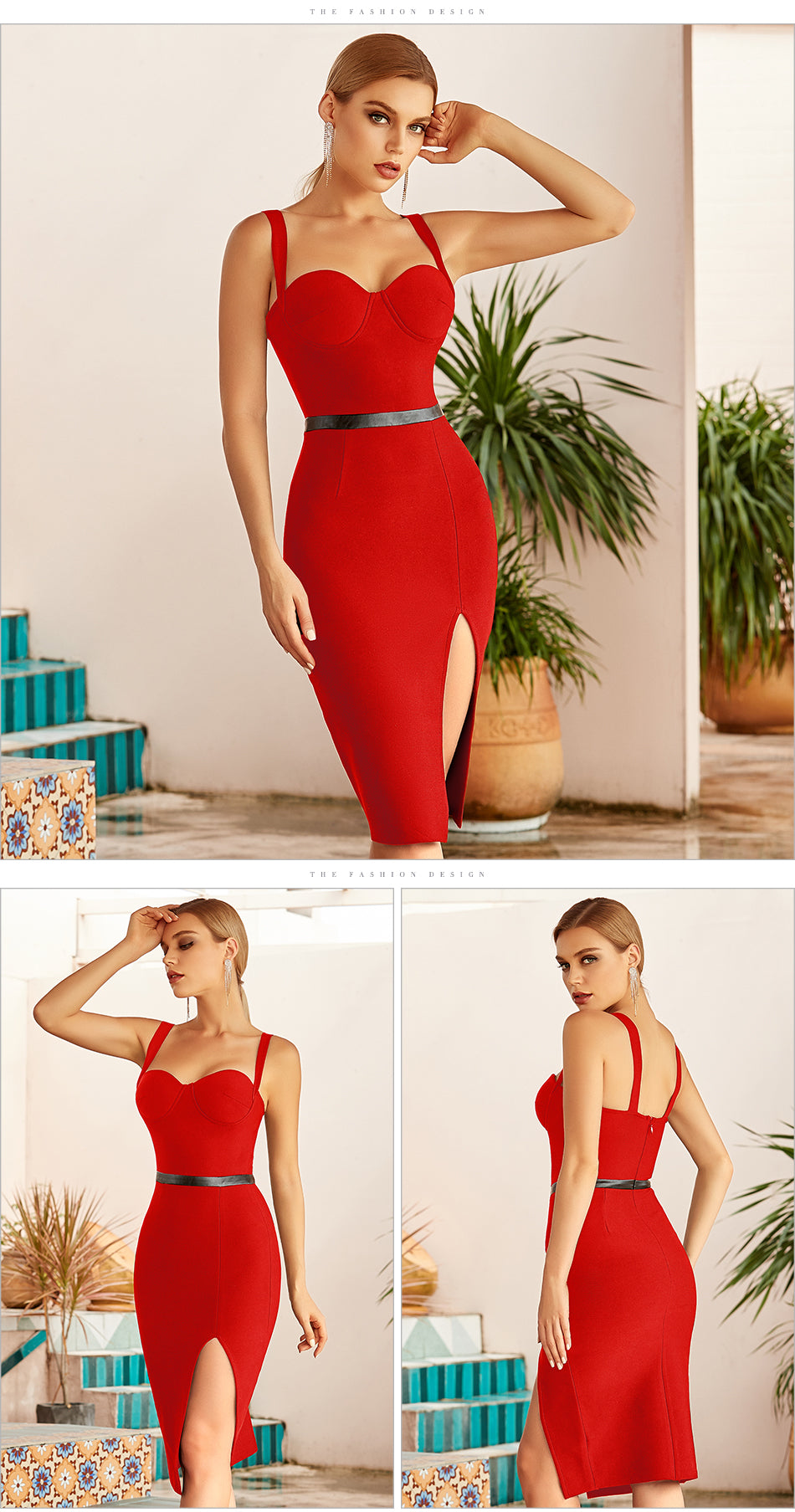 Elegant Black Bodycon Bandage Spaghetti Strap Midi Blue Club Formal Runway Party Dress The Clothing Company Sydney