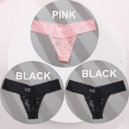 3 pack G-string Thong Panties Lace Floral Underwear Transparent Underpants Lingerie Briefs The Clothing Company Sydney