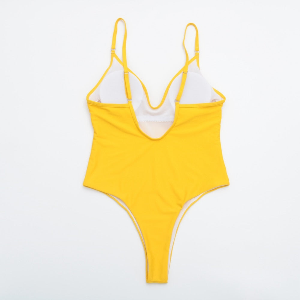 Solid One Piece Swimsuit Swimwear Bodysuit Swimsuit Push Up Monokini High Waist Bathing Suits Beach Wear The Clothing Company Sydney