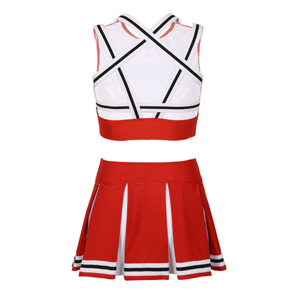 2 Piece Cosplay Uniform Sleeveless Crop Top with Mini Pleated Skirt Cheerleader Costume Set The Clothing Company Sydney