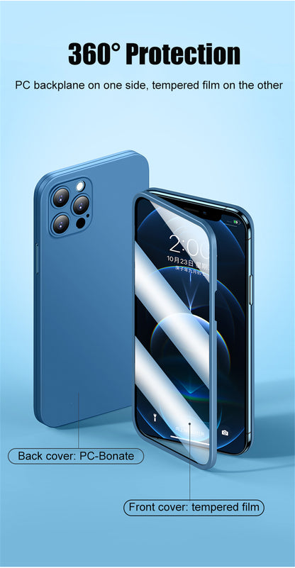 2 Piece Front Tempered Glass + Matte Back Cover For iPhone 12 13 Mini 11 Pro XS Max X XR 360 Full Protection Ultra Thin Shockproof Case The Clothing Company Sydney