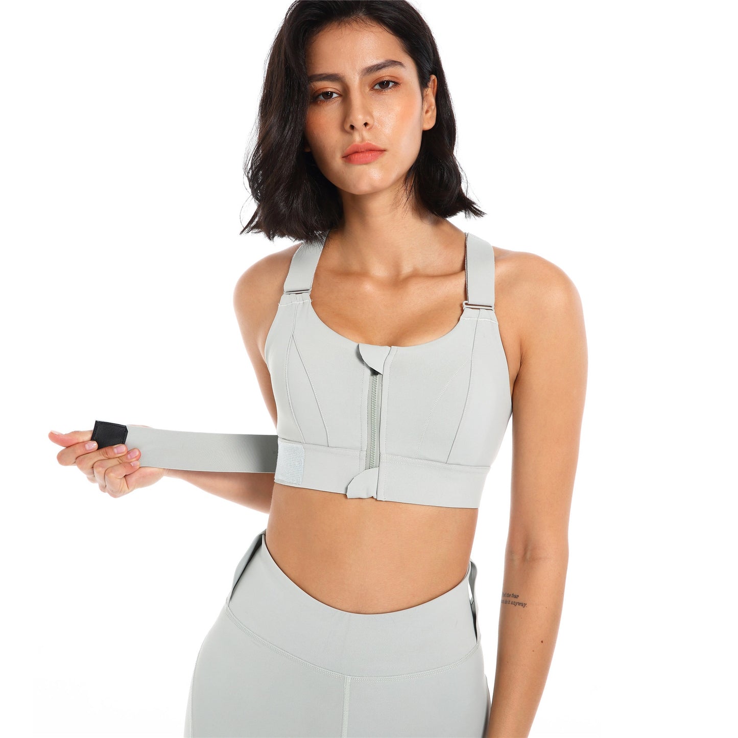 Front Zipper Sports Bra Gym Plus Size 5XL Velcro Adjustable Fitness Yoga Shockproof High Support All-in-one Bras Top The Clothing Company Sydney