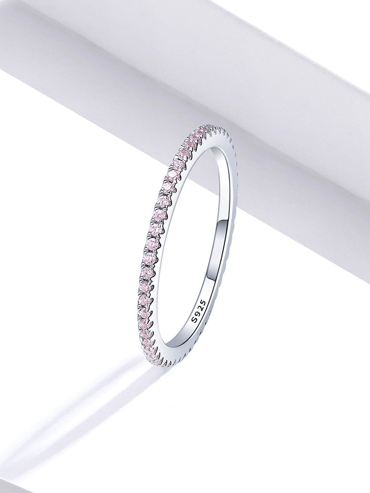 925 Sterling Silver CZ Simulated Diamond Stackable Ring Platinum Plated Eternity Bands for Women The Clothing Company Sydney