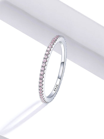 925 Sterling Silver CZ Simulated Diamond Stackable Ring Platinum Plated Eternity Bands for Women The Clothing Company Sydney