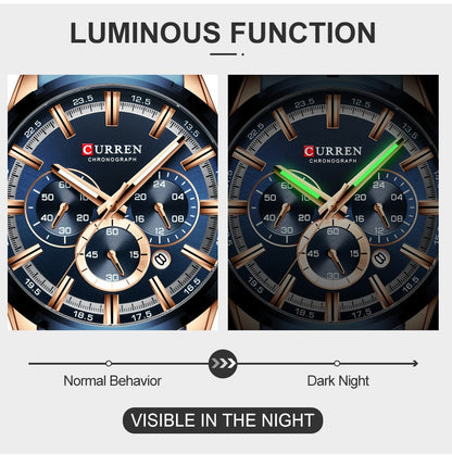 Men's Watch Luxury Sports Quartz Mens Watches Full Steel Waterproof Chronograph Wristwatch The Clothing Company Sydney