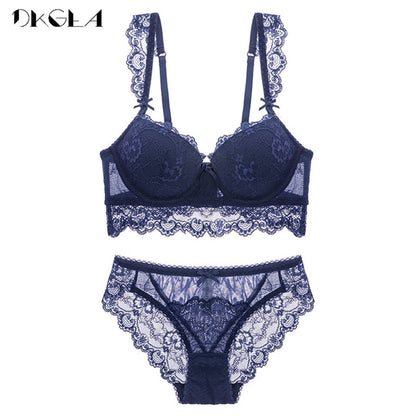 Super Gather Bras Underwear Set Cotton Blue Bra Set Push Up Thick Brassiere Lace Embroidery Lingerie Set A B C Cup The Clothing Company Sydney