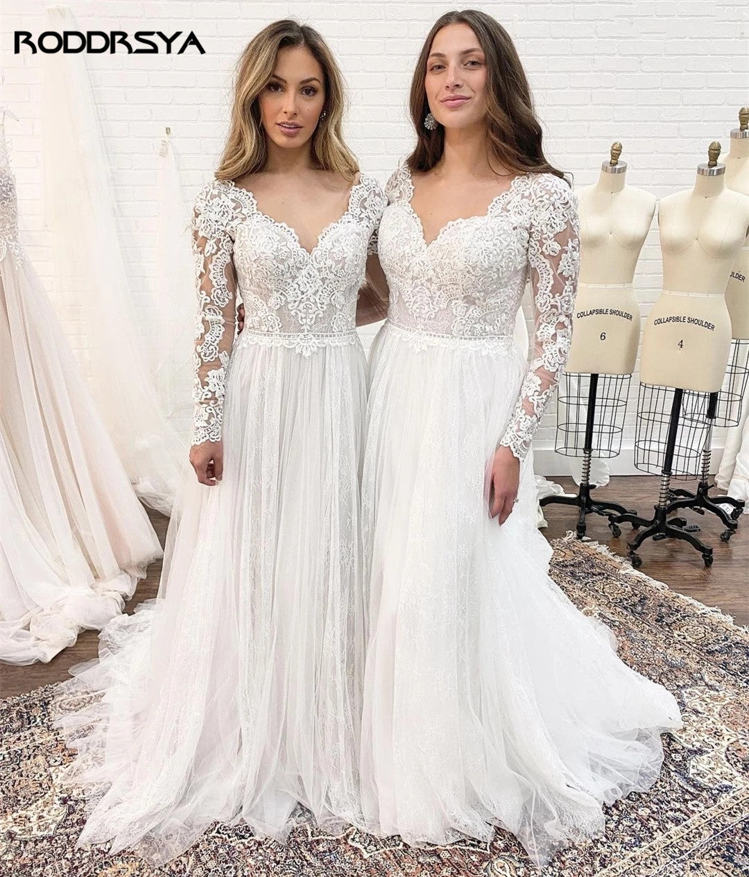 A Line Long Sleeves Wedding Dresses  Lace Bridal Gowns Tulle Ivory  Open Back Wedding Dress The Clothing Company Sydney