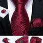 Designer Wedding Men's Tie Red  Solid Striped Paisley Neckties For Men Business Hanky Cufflinks Tie Set The Clothing Company Sydney