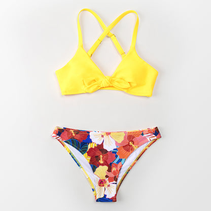 Red and Floral Print Low-Waisted Bikini Sets Swimsuit Bow-knot Two Piece Swimwear Beach Bathing Suits The Clothing Company Sydney