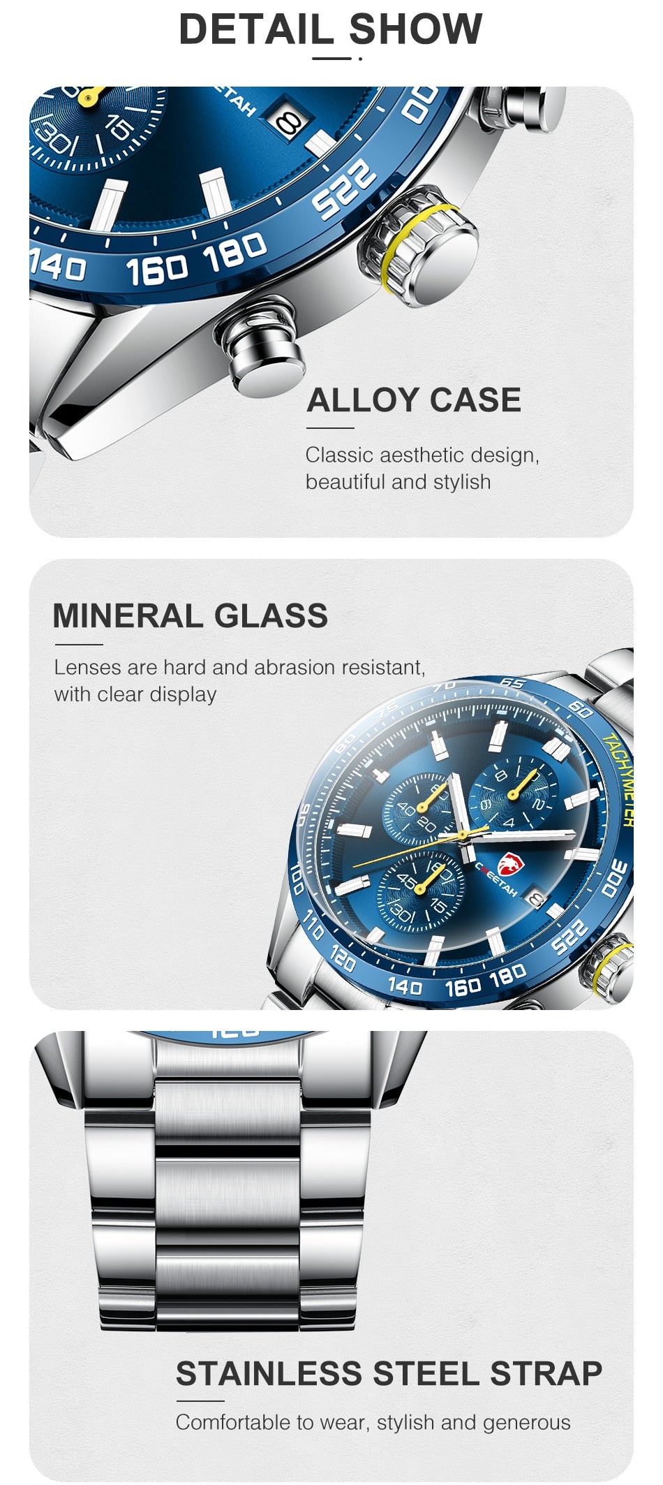 CHEETAH Men's Top Luxury Brand Stainless Steel Business Quartz Watches Chronograph Casual Sport Wrist Watches for Men The Clothing Company Sydney