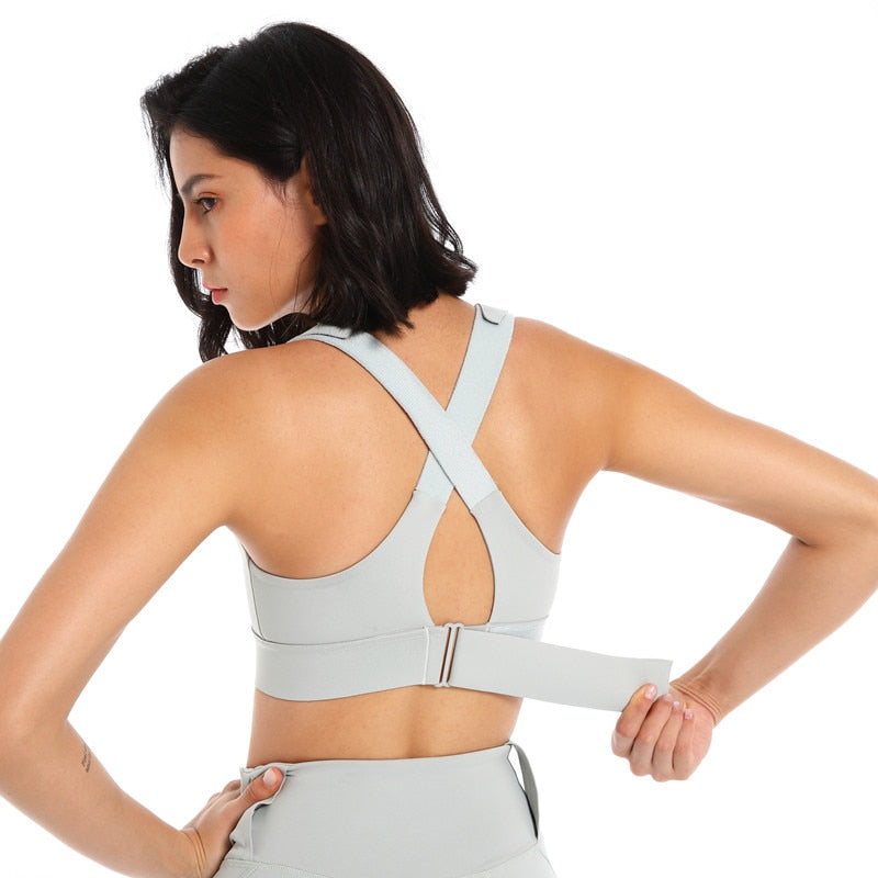 Front Zipper Sports Bra Gym Plus Size 5XL Velcro Adjustable Fitness Yoga Shockproof High Support All-in-one Bras Top The Clothing Company Sydney