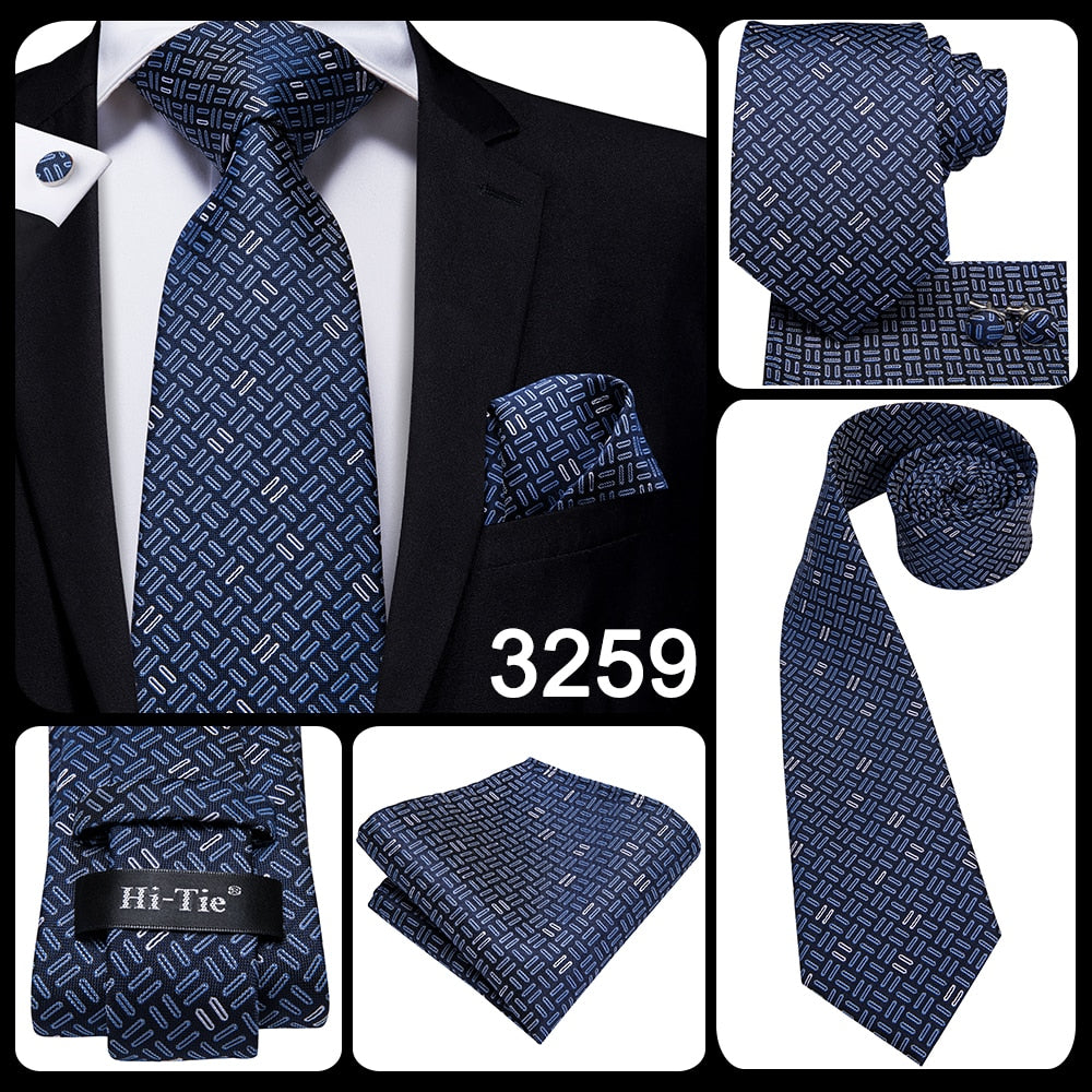 3 Piece 8.5cm Business Solid Paisley 100% Silk Men's Tie Neck Strip Ties for Men Formal Luxury Wedding Neckties Cufflinks Pocket Square The Clothing Company Sydney