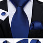 Classic 100% Silk Men's Ties 8cm Blue Plaid Dot Striped Business Necktie Handkerchief Wedding Party Tie Set The Clothing Company Sydney