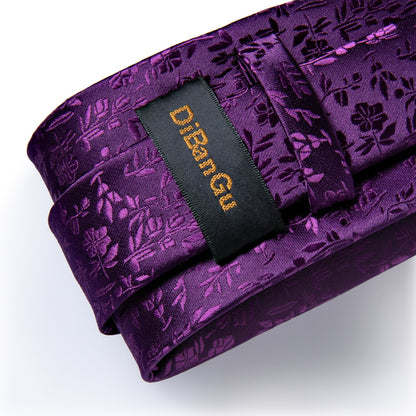 Men Purple Floral Paisley Necktie Business Formal 100% Silk Tie Pocket Square Set For Wedding Party The Clothing Company Sydney