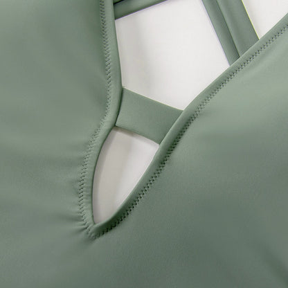 Solid Dark Blue Cross Deep V-neck One-piece Swimsuit Backless Monokini X-back Bathing Suit Swimwear The Clothing Company Sydney