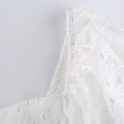 Hook Flower Mini Deep V Neck Vintage Puff Sleeve Short Summer Dress Boho Beach Sundress The Clothing Company Sydney