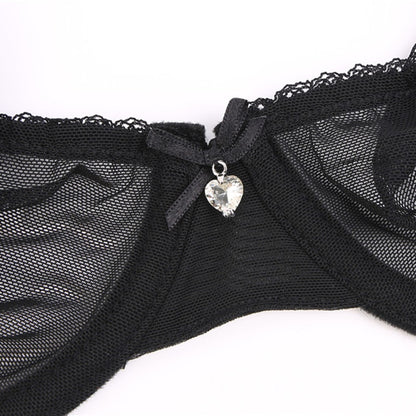 Ultra-thin cup mesh lace underwear transparent unlined 1 bra+2 panties plus size bra set for ladies The Clothing Company Sydney