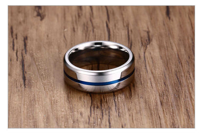 6/8mm Black Ring for Men Women Groove Rainbow Stainless Steel Wedding Bands Trendy Fraternal Rings Casual  Jewelry The Clothing Company Sydney