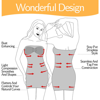 Women Shapewear Strapless Full Slips for Under Dress Tummy Control Slips Skirts Full Body Shaper Seamless Underwear Shaper The Clothing Company Sydney
