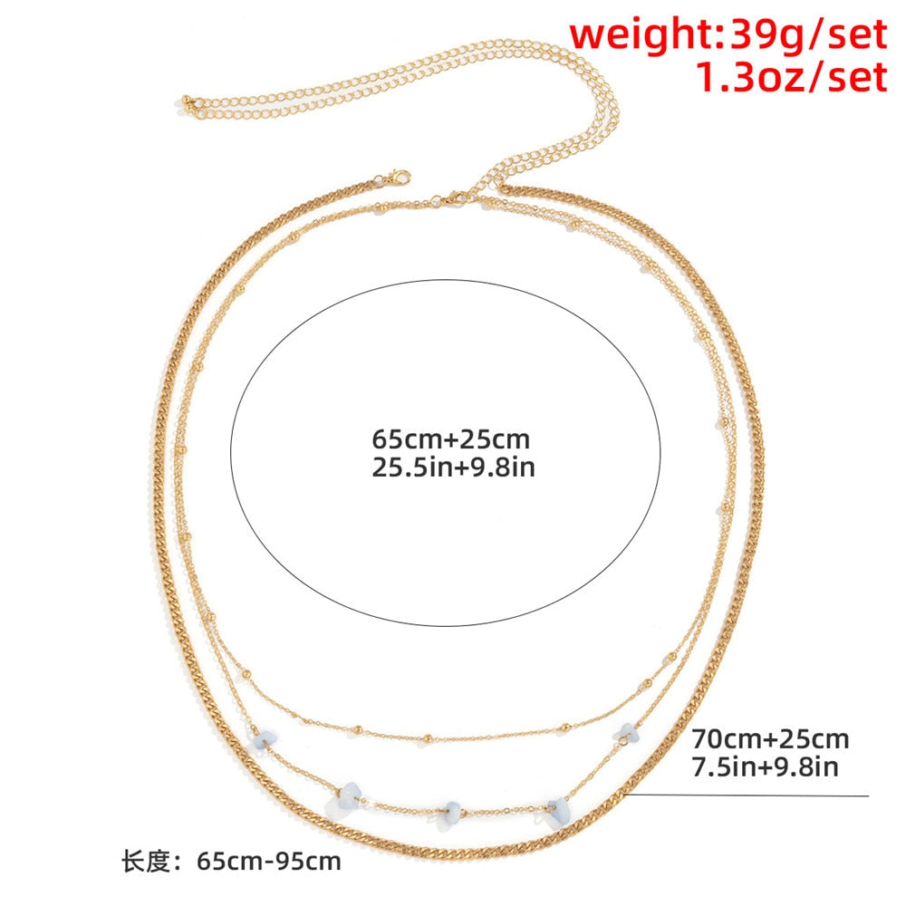 Cosysail 2Pcs/Set Simple Bead Waist Chain Punk Natural stone Thick Chain Belly Chain Beach Summer Holiday Gift The Clothing Company Sydney